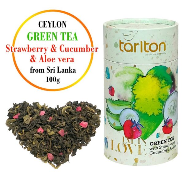 STRAWBERRY, CUCUMBER, ALOE VERA green tea, Tarlton LOVE, 100g - Image 2